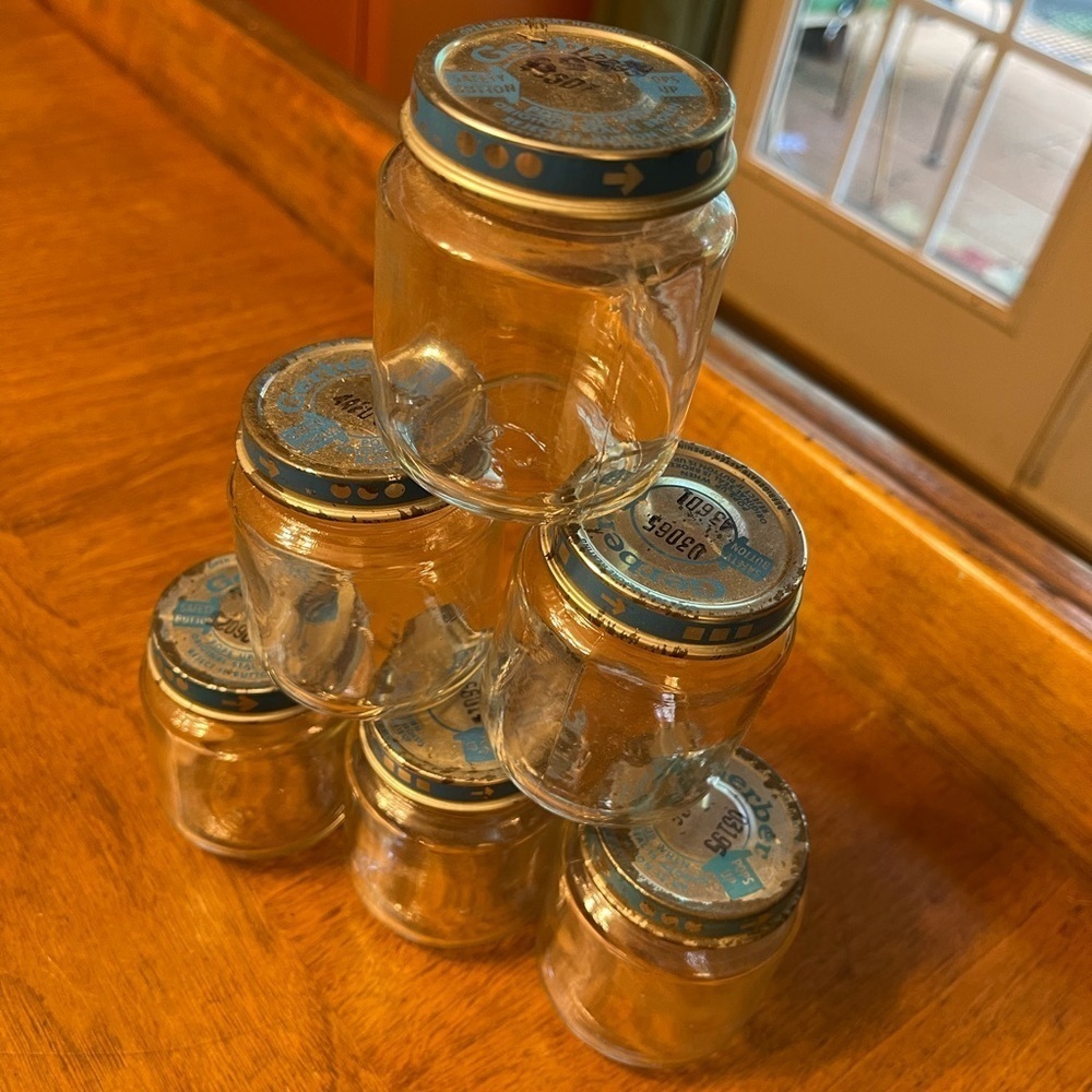 Vintage Gerber Baby Jar Lot Set of Six Gerber Baby Jars